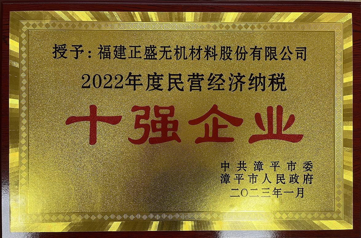 年度民營經(jīng)濟納稅十強企業(yè)